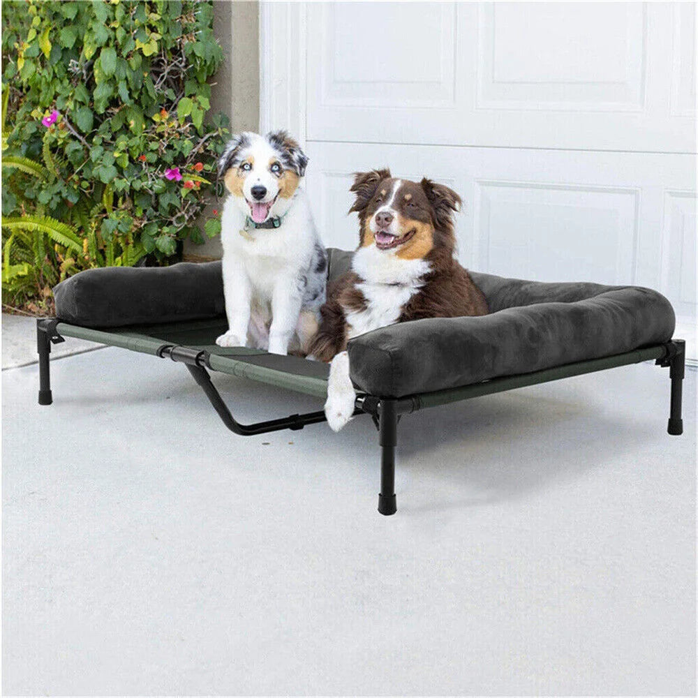 XL Large Dog Bed, Raise with Cooling Breathable Mat and Soft Plush Camping Cot