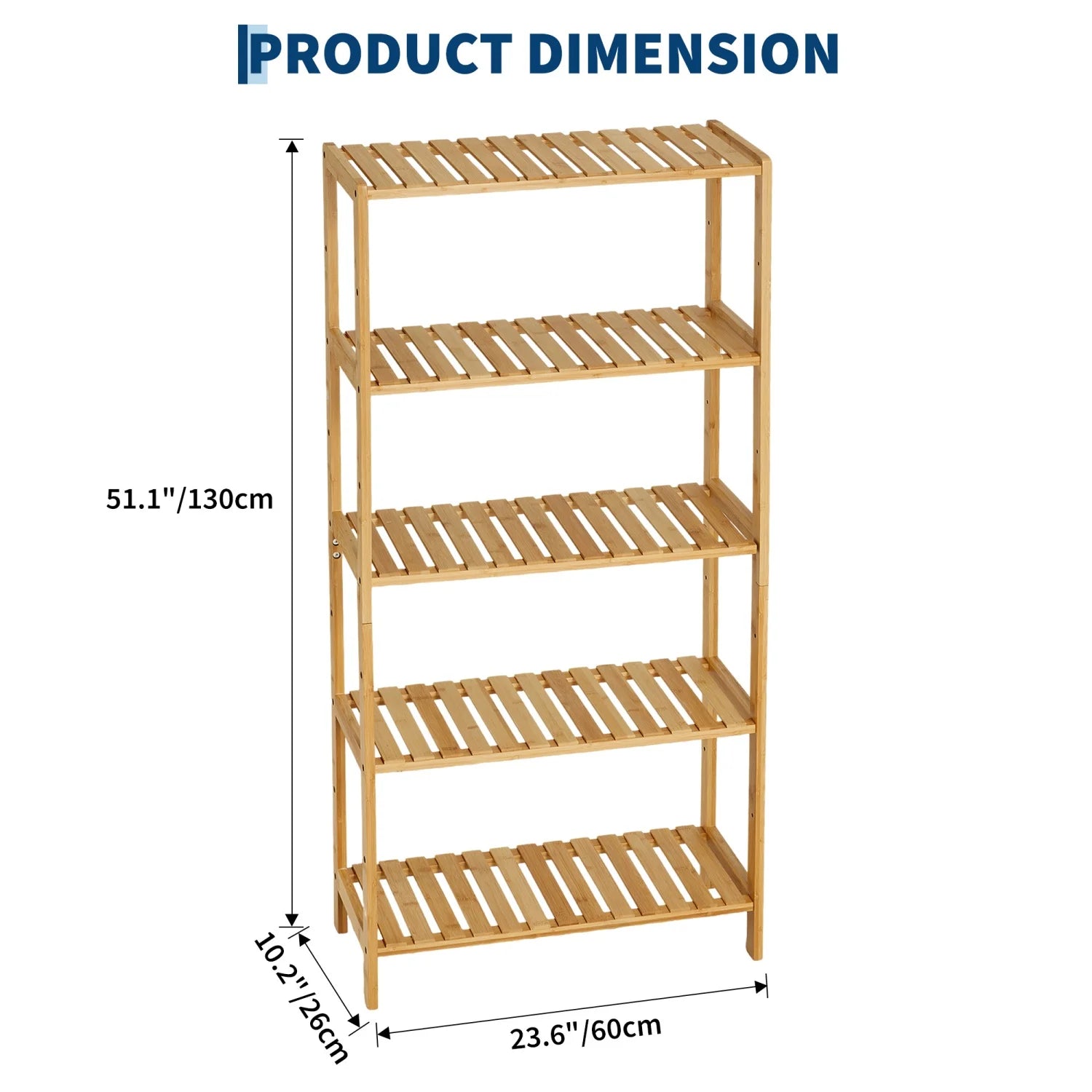 5-Tier Wide Bamboo Shelf