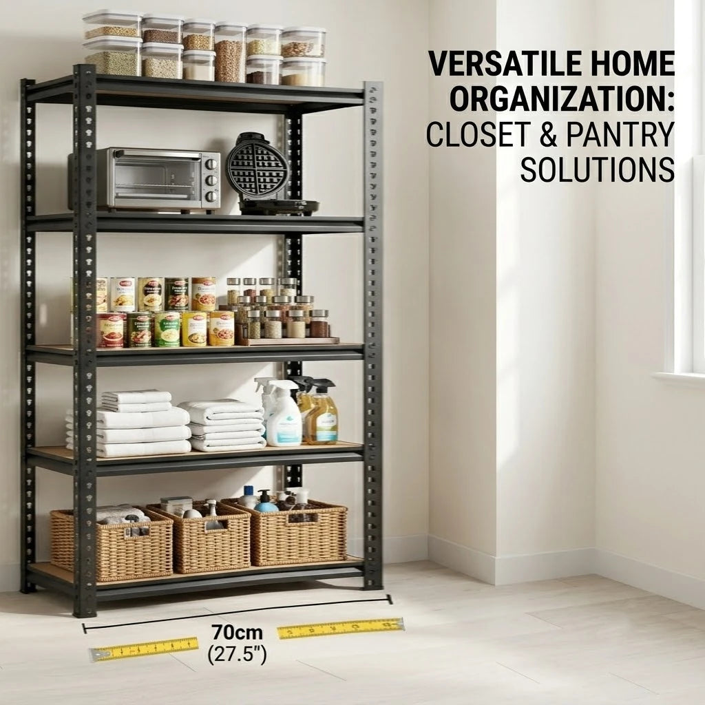 Heavy Duty Storage Rack, Adjustable Pantry Shelf Food Storage Organizer for Kitchen, Living Room Plant Stand & Display Rack, No-Tool Assembly