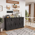 Wooden Buffet Cabinet with Storage, Coffee and Wine Bar,  with Charging Station for Living room