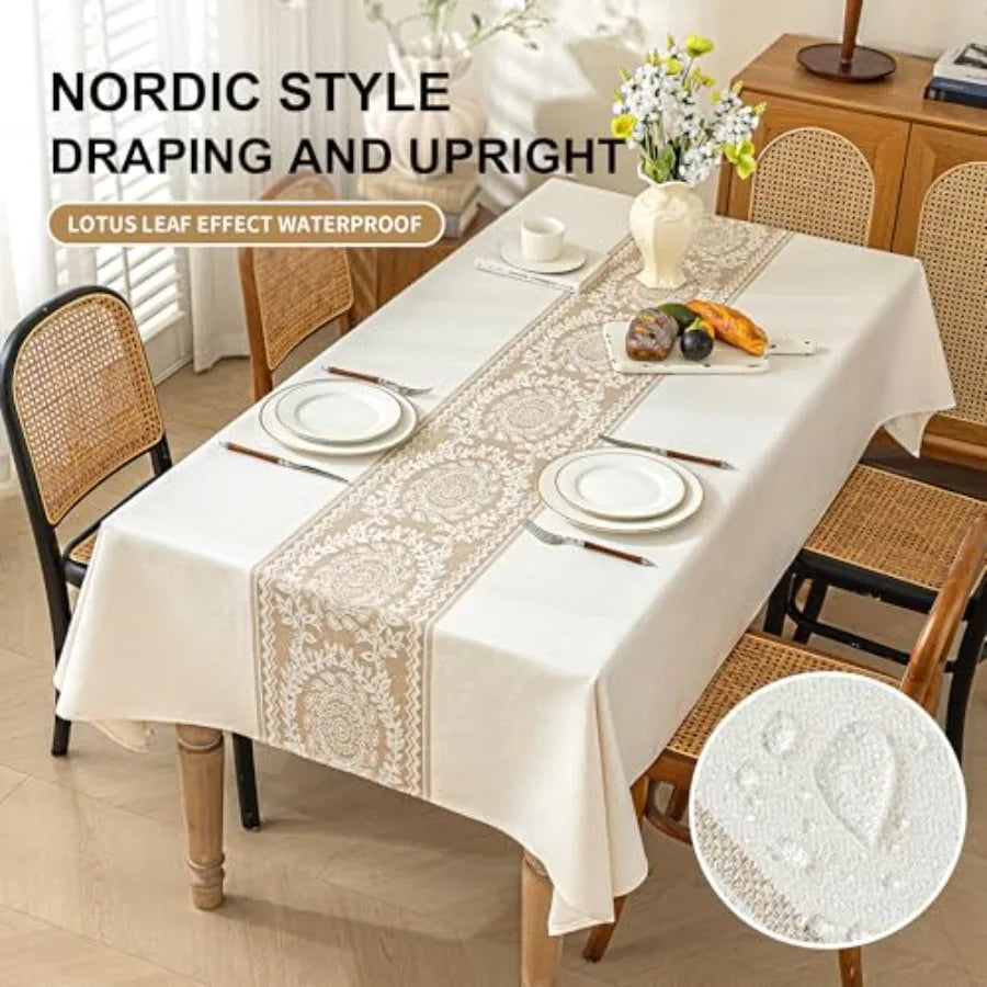 Linen Tablecloths for Rectangle Tables, Fabric Tablecloth Advanced Waterproofing Technology for Dinningroom, Farmhouse