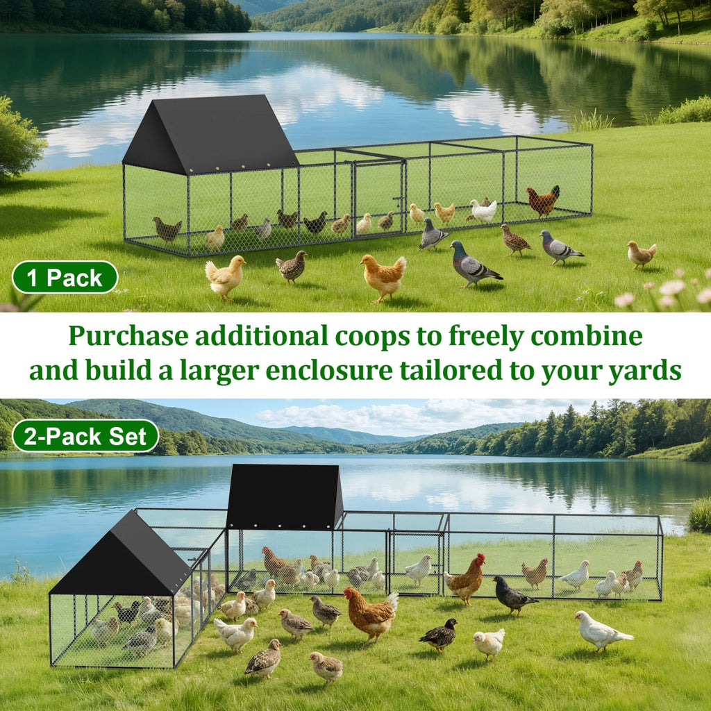 Large Walk-in Chicken Runs Fence Hen Duck House with Nylon Netting and Cover Habitat Cage