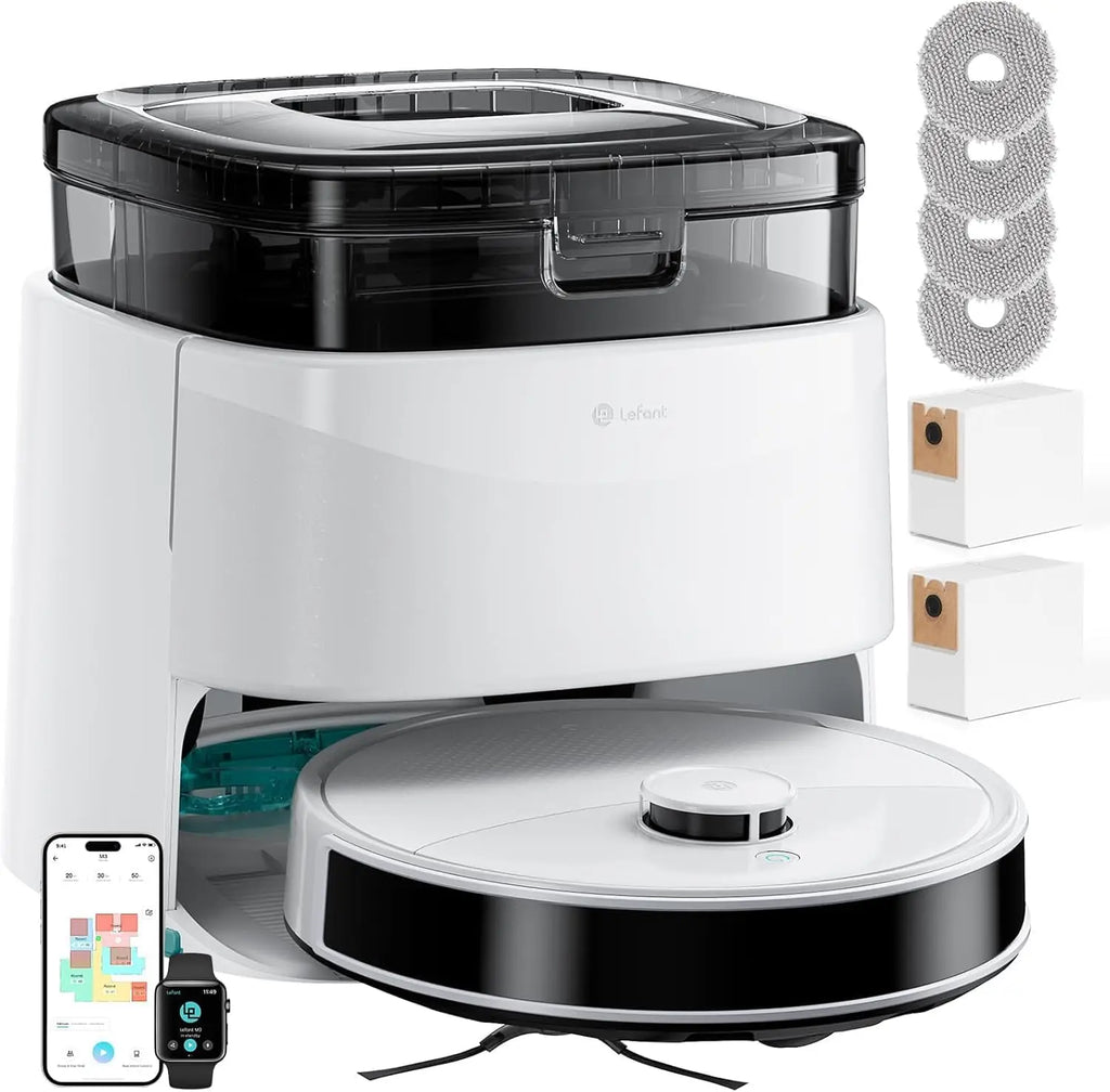 Robot Vacuum and Mop, 12000Pa Suction, 90-Day Self-Emptying, Obstacle Avoidance, Auto Mop Washing&Drying, All-in-One for Pet Hai