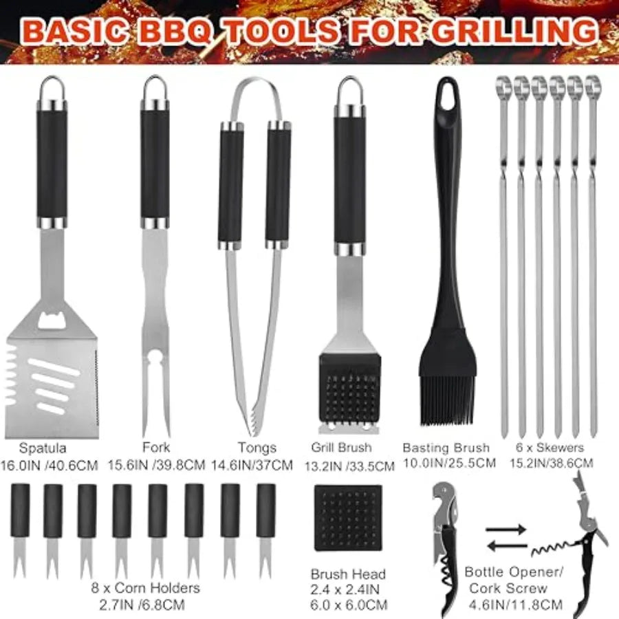 BBQ Accessories Grill Tools Set - 22PCS Stainless Steel