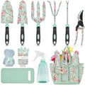 Garden Tools Set 11 Pcs Heavy Duty Floral Gardening Tools Kit with Non-Slip Rubber Handle Special Gardening Gifts for Women Bir