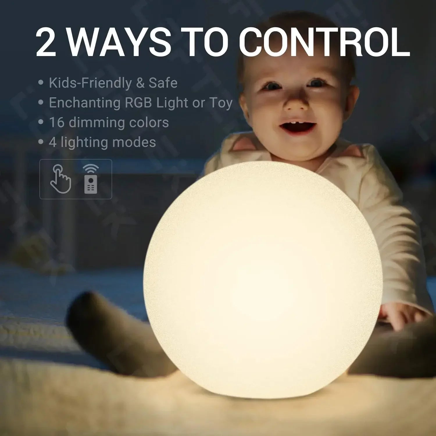 16-inch Large Nursery Night Light Ball: 16 Colors