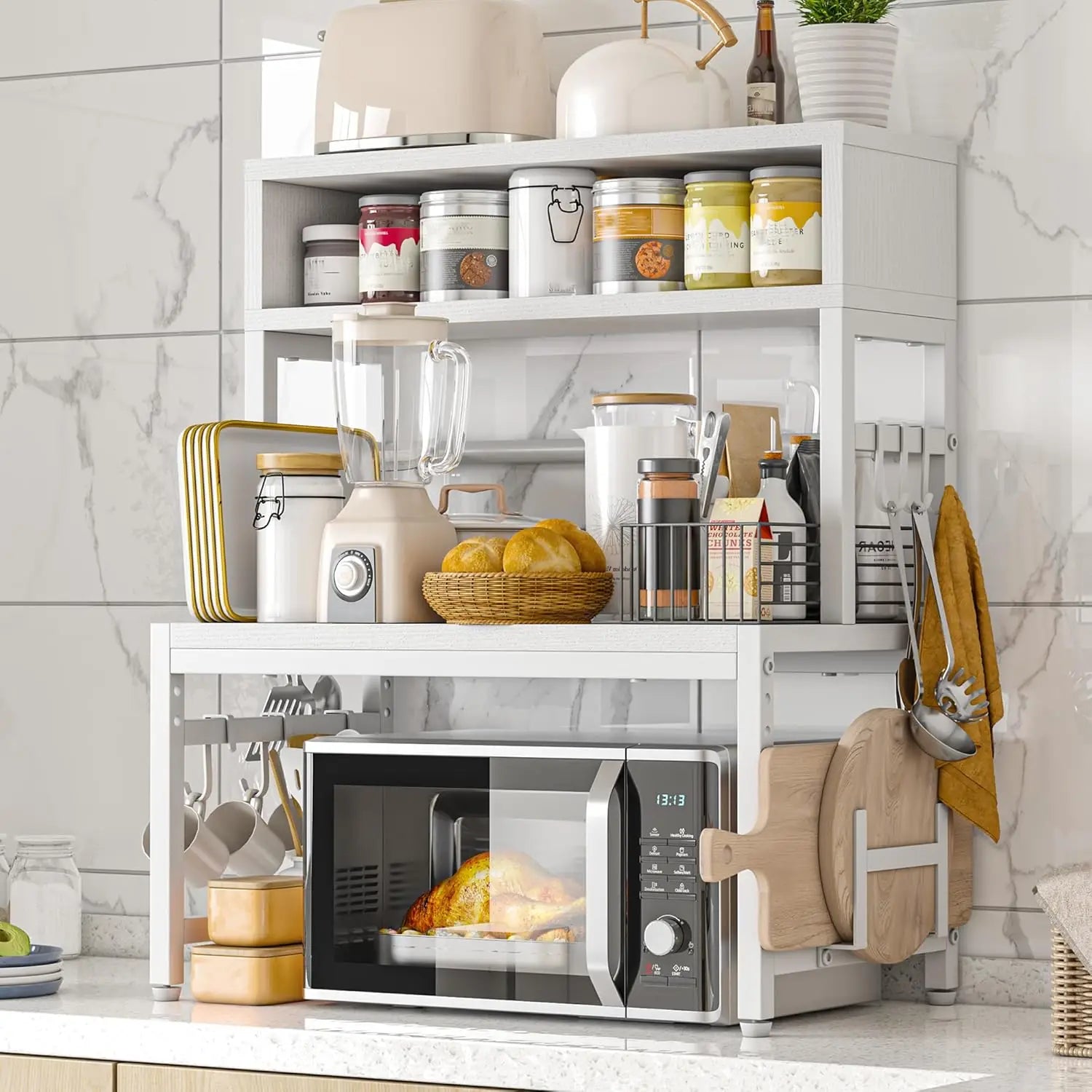 4-Tier Microwave Stand Brown 205LB