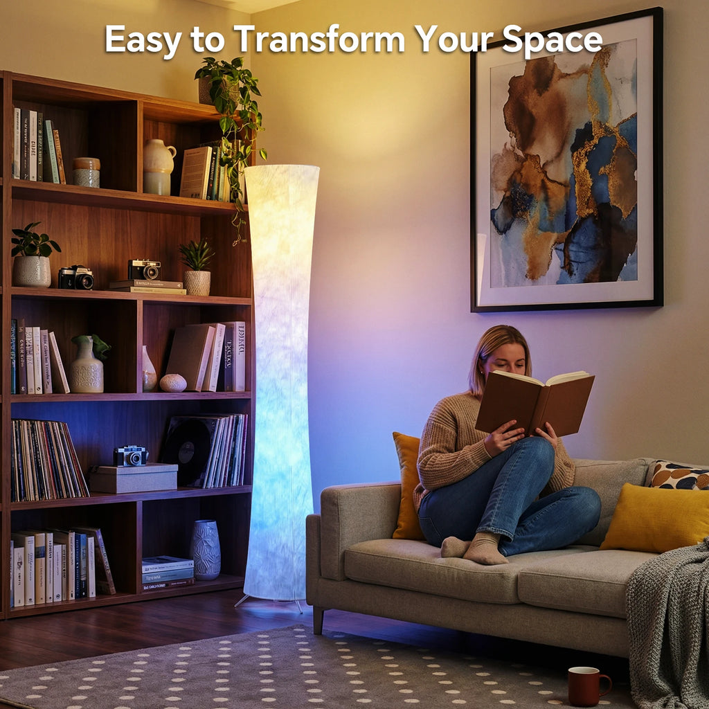 Corner Lamp with Tyvek Fabric, Music Sync, Remote Control, LED