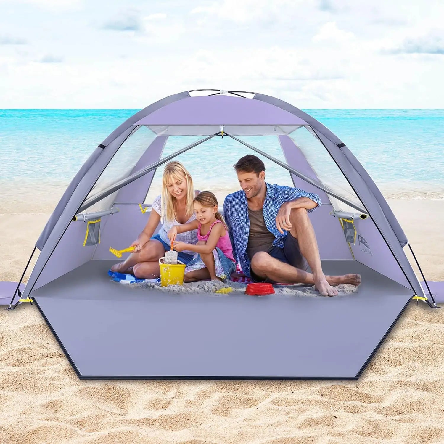 Beach Tent, UPF 50+ UV Protection Sun Shade Shelter for 3/4/5/6/7/8 Person, Portable Beach for Family & Baby, Lightweight & Easy