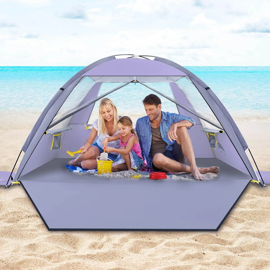 Beach Tent, UPF 50+ UV Protection Sun Shade Shelter for 3/4/5/6/7/8 Person, Portable Beach for Family & Baby, Lightweight & Easy