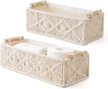 Boho Decor Box Handmade Woven Decorative Countertop Toilet Tank Shelf Cabinet Organizer for Bedroom Livingroom Home, Set of 2, Ivory