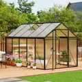 6x10 FT Polycarbonate Greenhouse For Outdoors, Aluminum Walk-In Greenhouse With Roof Vent & Lockable Door For Garden Backyard