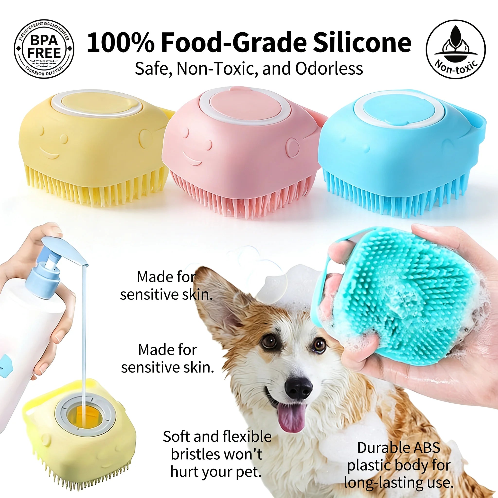 2-In-1 Pet Bath & Massage Brush