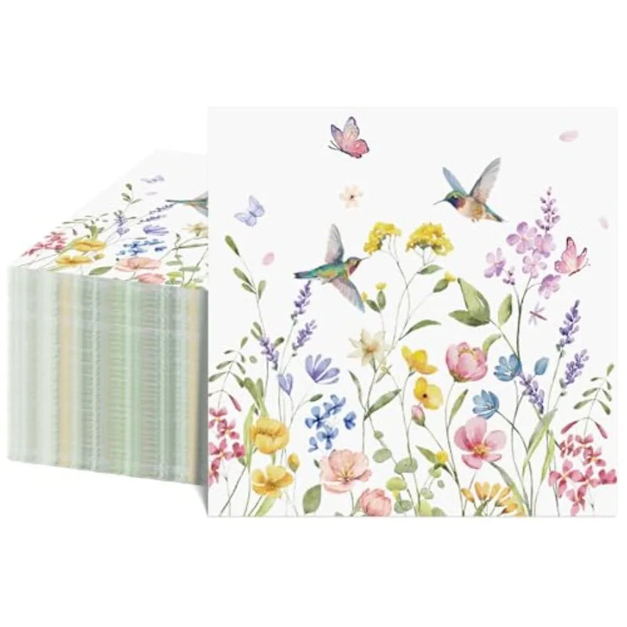 100 Pcs  Watercolor Flower Napkins