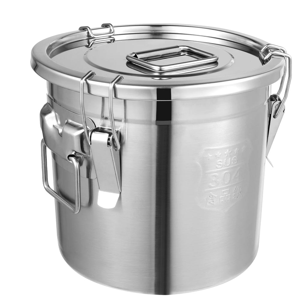 12L  Stainless Steel Cereal Container Metal Kitchen Rice Oil Storage Bucket Airtight Durable, Corrosion Resistant