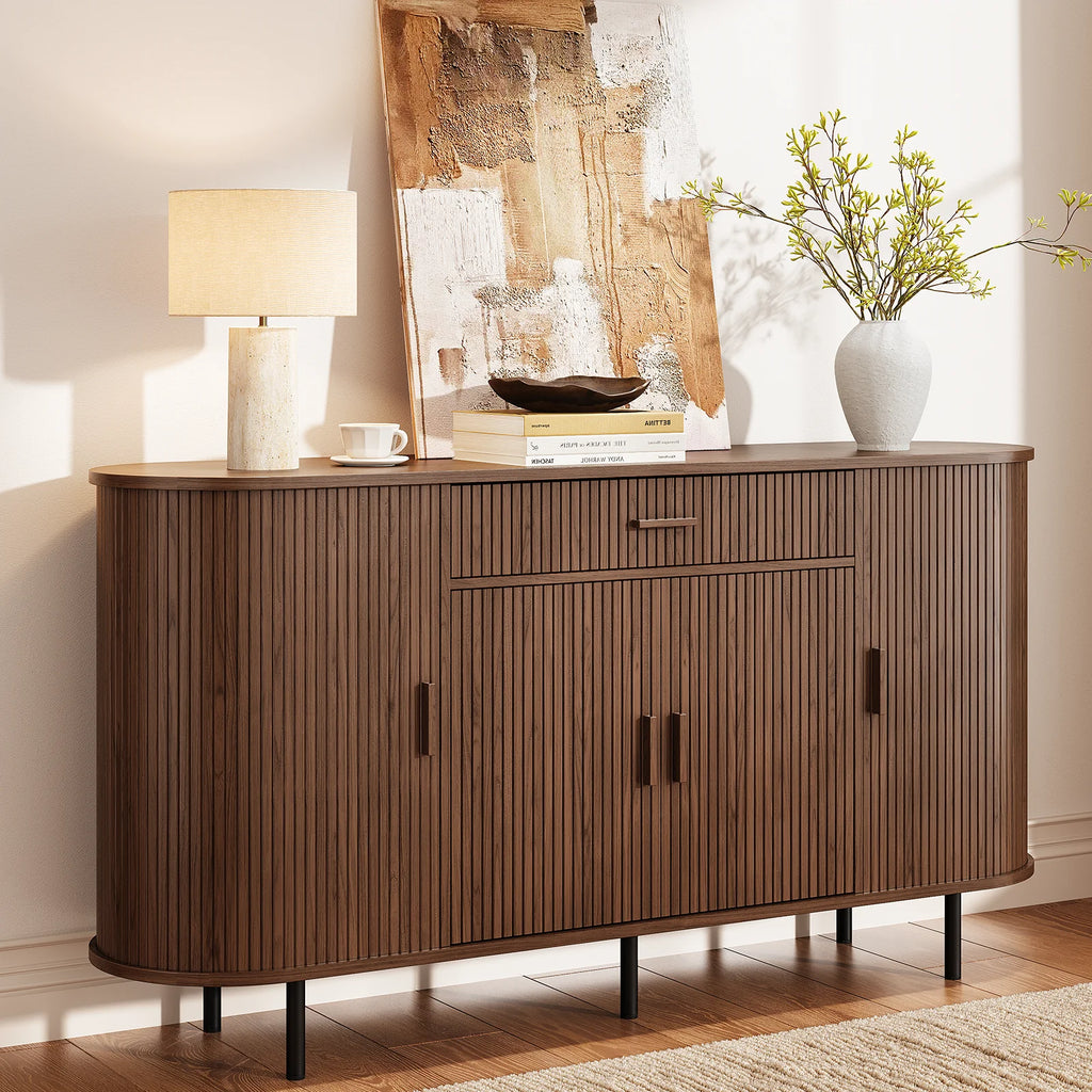 Sideboard Buffet Cabinet With Storage, Versatile Design Wood Kitchen Cabinets Coffee Bar Cabinet For Kitchen
