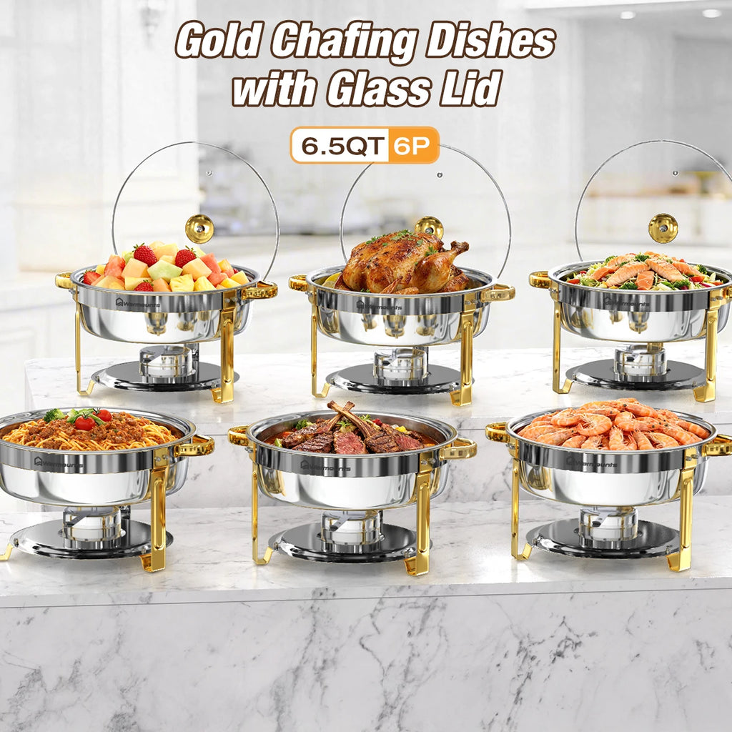 Chafing Dishes for Buffet 6.5QT Round Stainless Steel