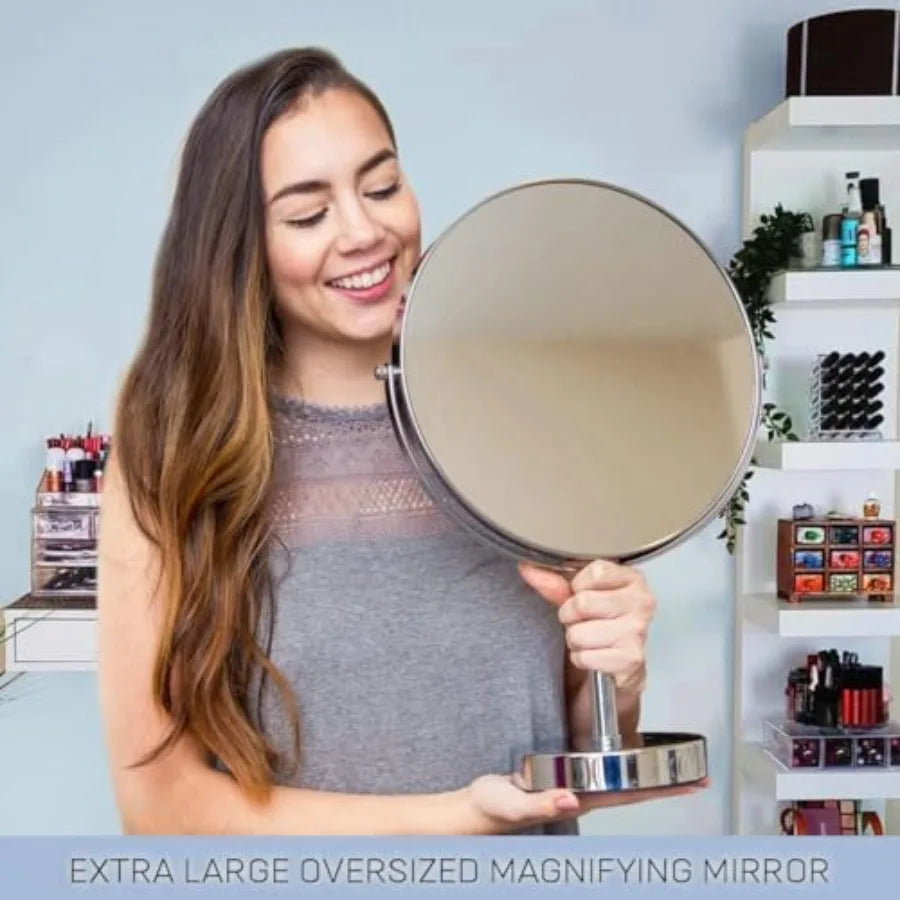 XXLarge Oversized 3X Weak Magnifying Mirror with Stand for Desk, Table, Retail Store Countertop, and Makeup Vanity - Double Sid