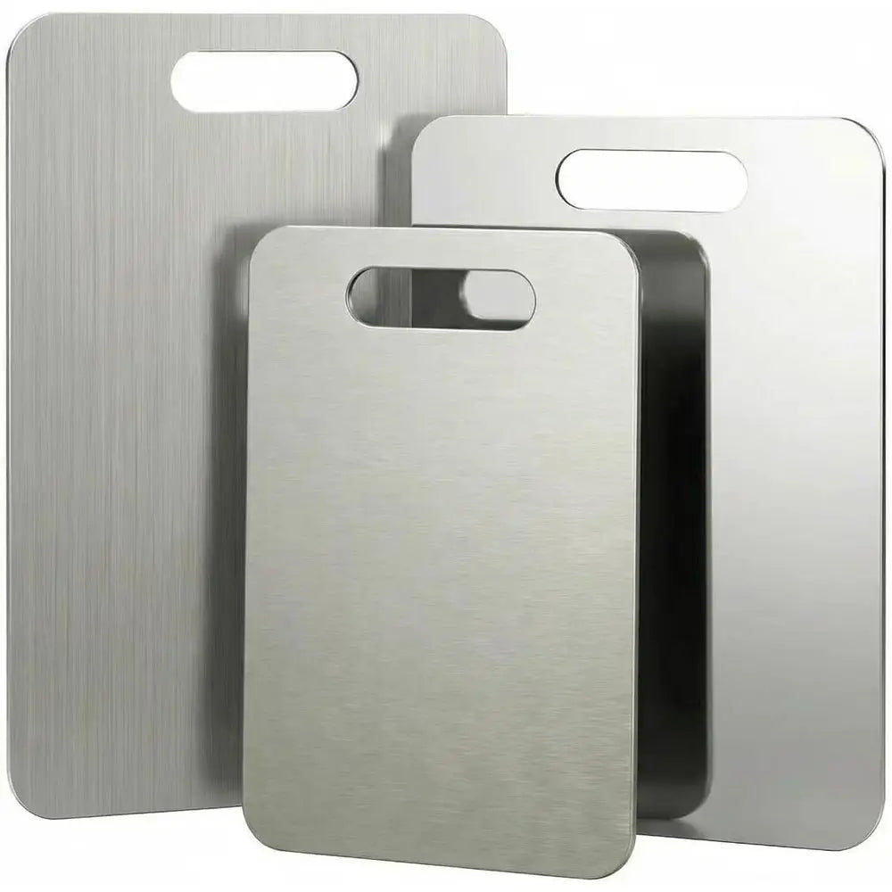 Stainless Steel Cutting Boards, 3-Piece Non-Toxic Metal Chopping Board Set, Dishwasher Safe & Warp Proof (15.3x11, 13.4x9, 11.8x