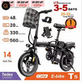 14Inch Folding Electric Bike for Adult Commuters 20MPH 18-22 Miles Range Disc Brake Lightweight