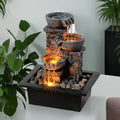 Tabletop Fountain with LED Light Soothing Water Flowing Sound Fountain Zen/Meditation Home/Office