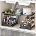 Under Sink Sliding Storage Organizer with 2 Drawers, Adjustable Multi-Level Shelf for Cabinet, Kitchen, Bathroom