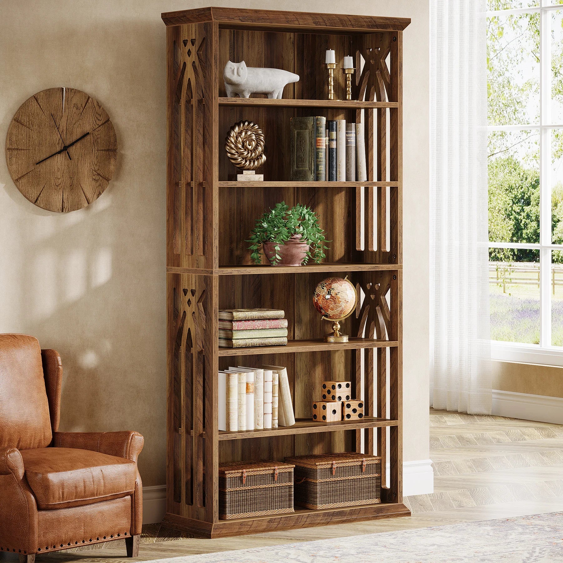 6-Tier Bookshelf, 75-Inch Tall Bookcase