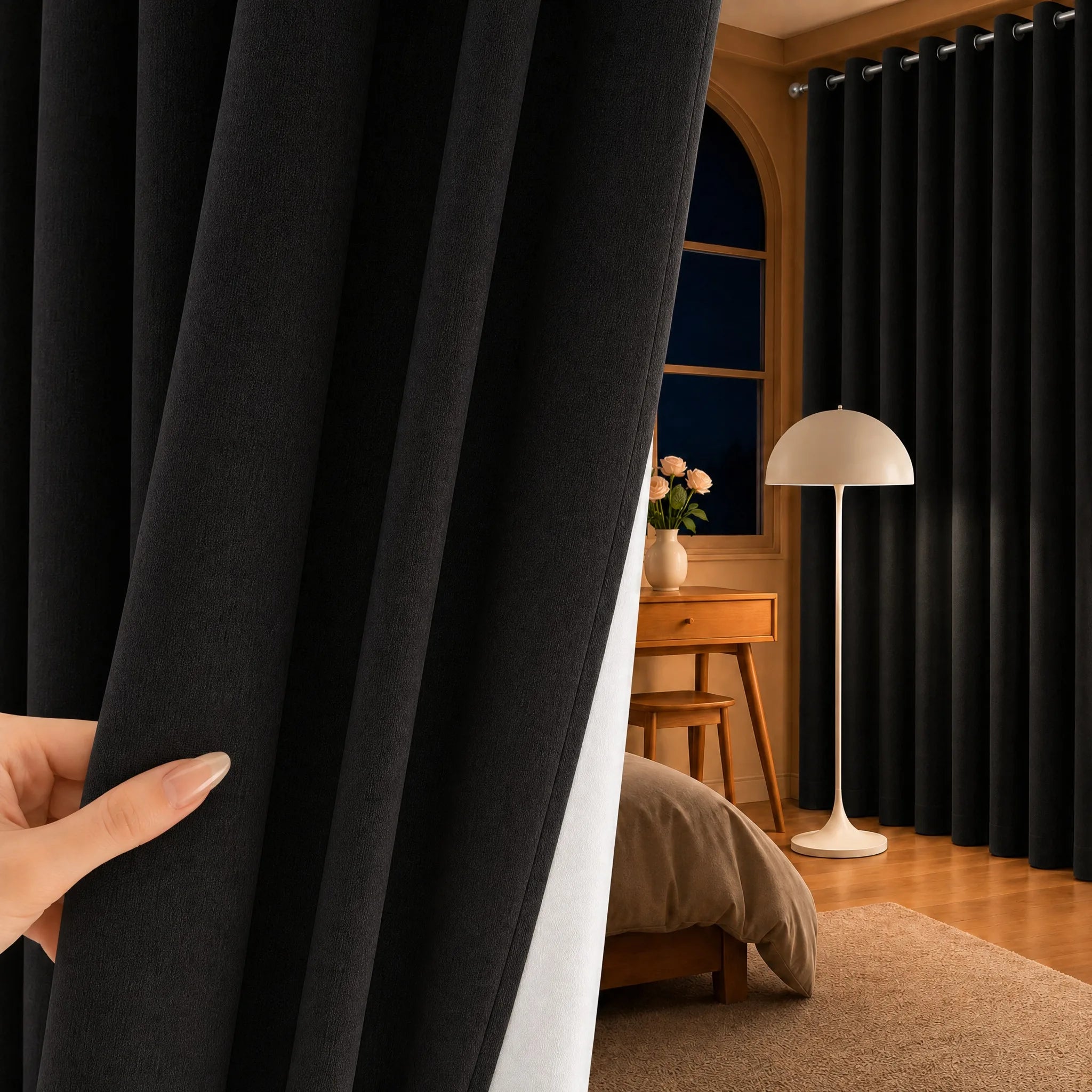 100% Blackout Curtains 4 Panels Linen Texture Window Treatment for Bedroom Living Room Patio Pergola Gazebo Thermal Insulated Drapes
