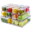 14 Pack Ridge Organizers, Refrigerator Bins with Lids, BPA-Free Stackable Fruit Storage Containers for Vegetables, Food and Drin