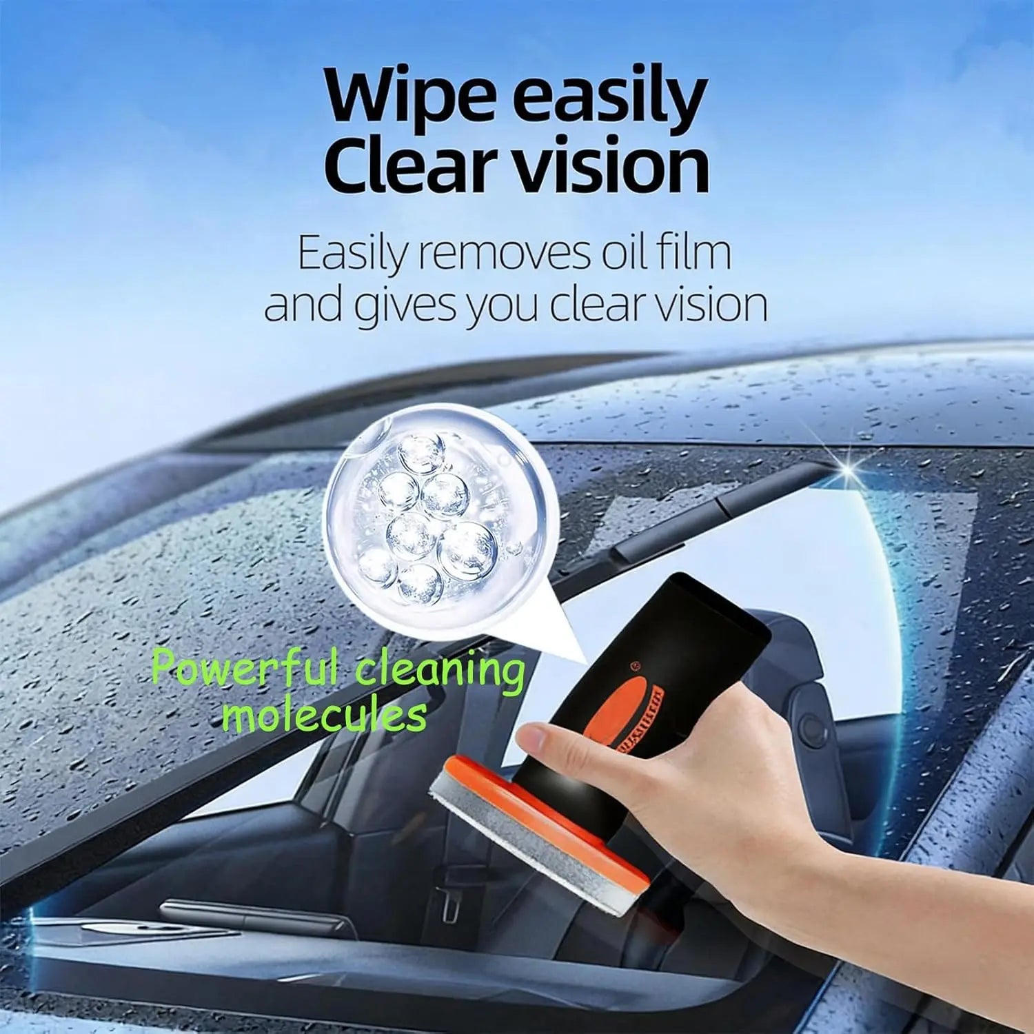 New Handheld Car Glass Oil Film Remover Front Windshield Rearview Mirror Side Window Powerful Cleaner Stain Removal Maintenance Clear Vision