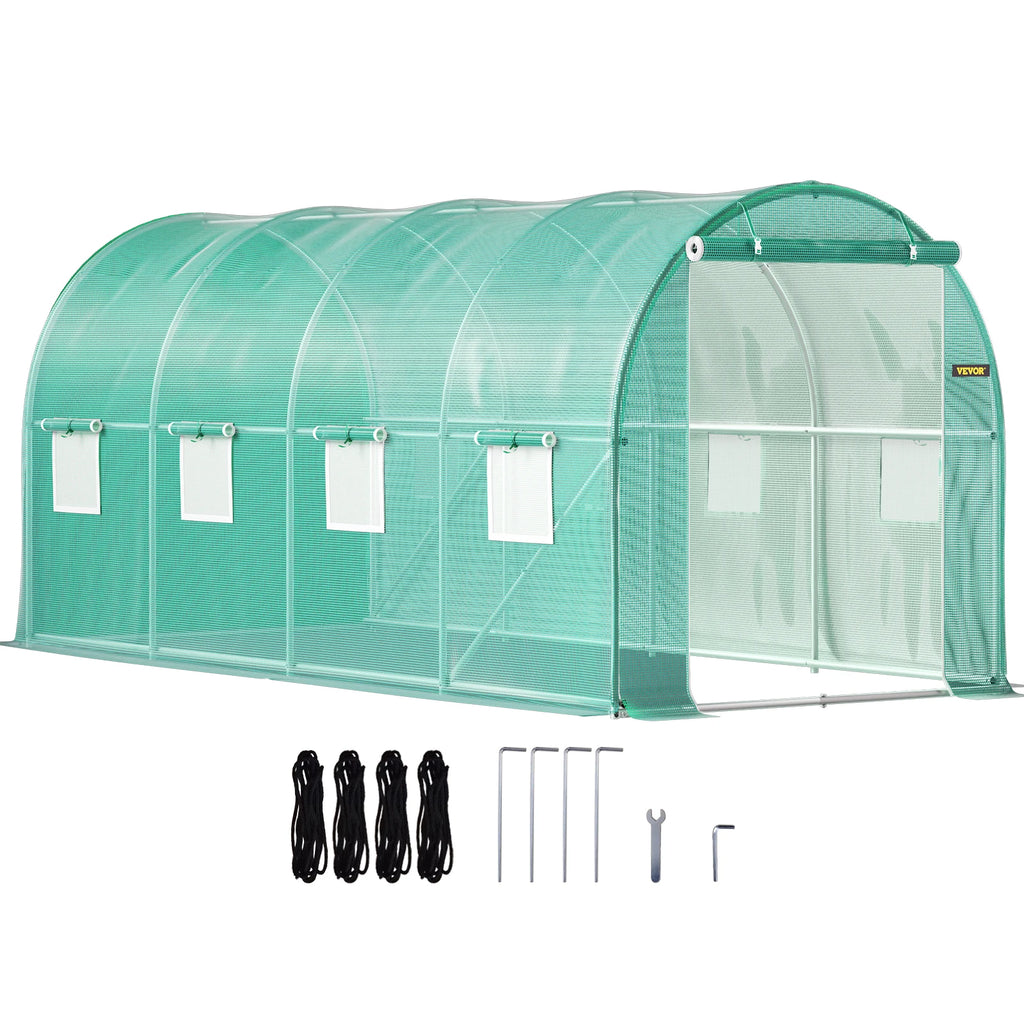 Walk-in Tunnel Greenhouse Galvanized Frame & Waterproof Cover 15x7x7/10x7x7/20x10x7/12x7x7 ft