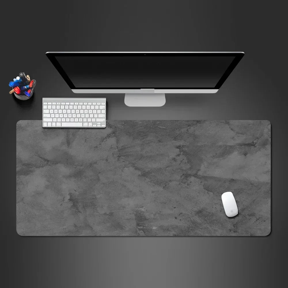 Gray Mouse Pad – Large & Small Overlocked XXL Desktop Keyboard Table Pad, Gaming Desk Mat for PC
