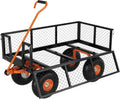 Heavy Duty Steel Garden Cart, 500 LBS Capacity 3 in 1 Pullable Garden Wagon with 10 in Wheels, for Gardening Soil, Tools, and Pl