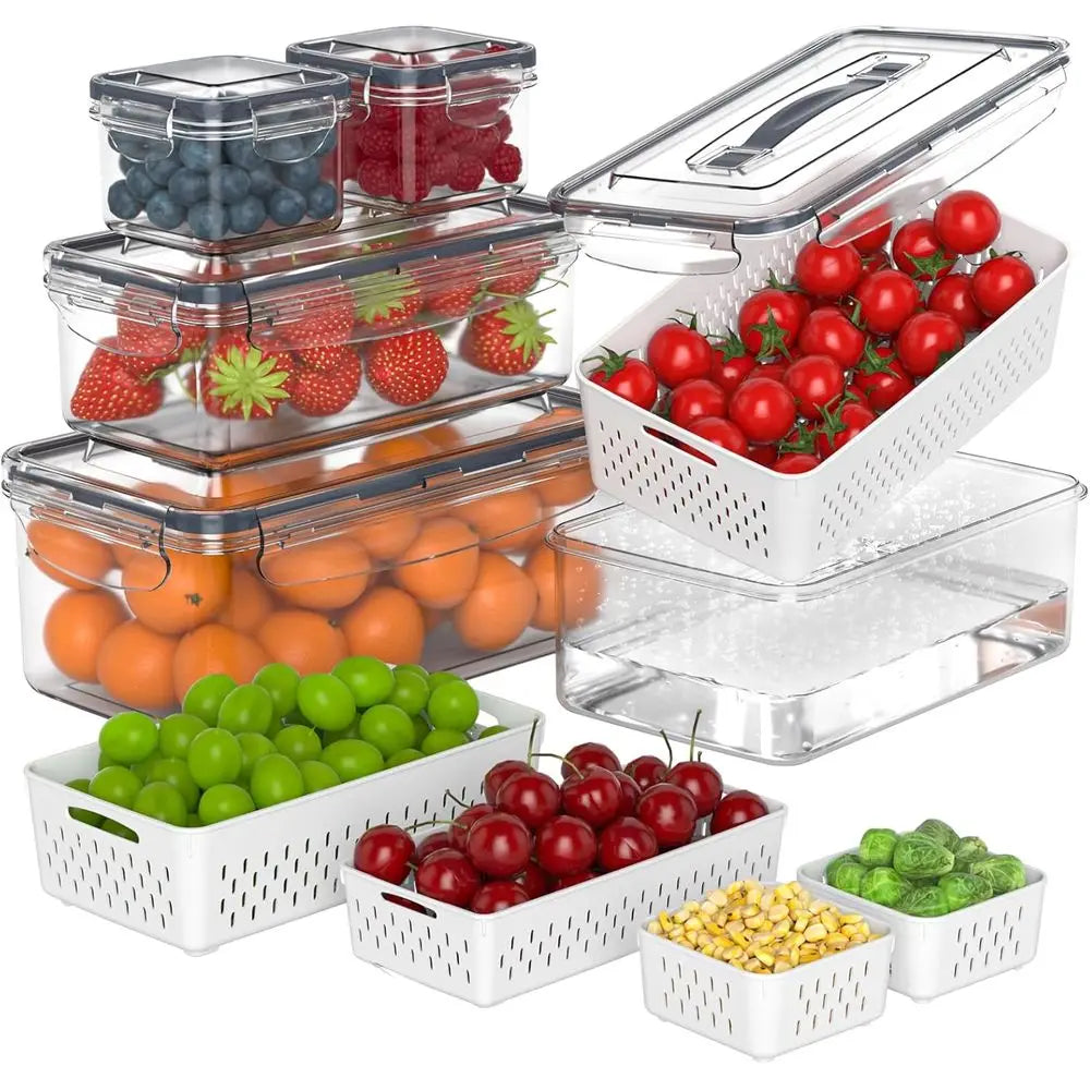 5 Pcs Storage Containers with Removable Lid, Refrigerator Organizers and Storage, Airtight Container to Keep Fruit and Vegetable