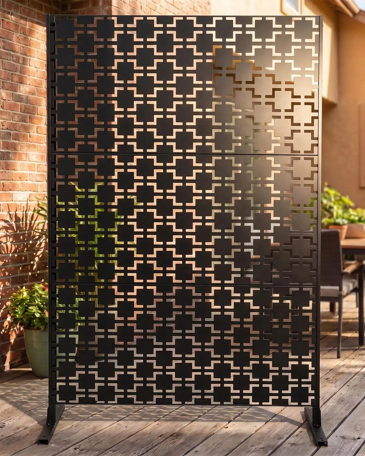 48 W X 75 H Freestanding Steel Decorative Garden Fence Privacy Divider Panels For Patio Yard Balcony And Pool Enclosure