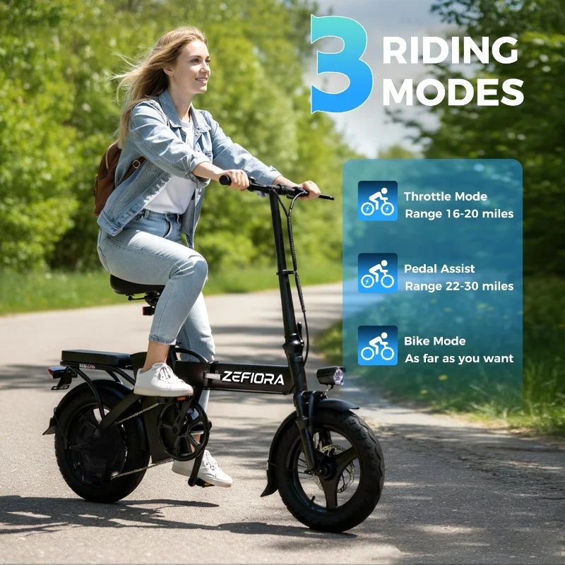 Adult Electric Bike,1000w 48v Battery Aluminum Alloy 14 Inch Ebike, Adjustable Front Brake Seat,Electric Chauffeur Bicycle