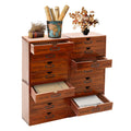 16 Drawers Drawer Organizer Brown Wooden Storage Box Living Rooms Bedroom