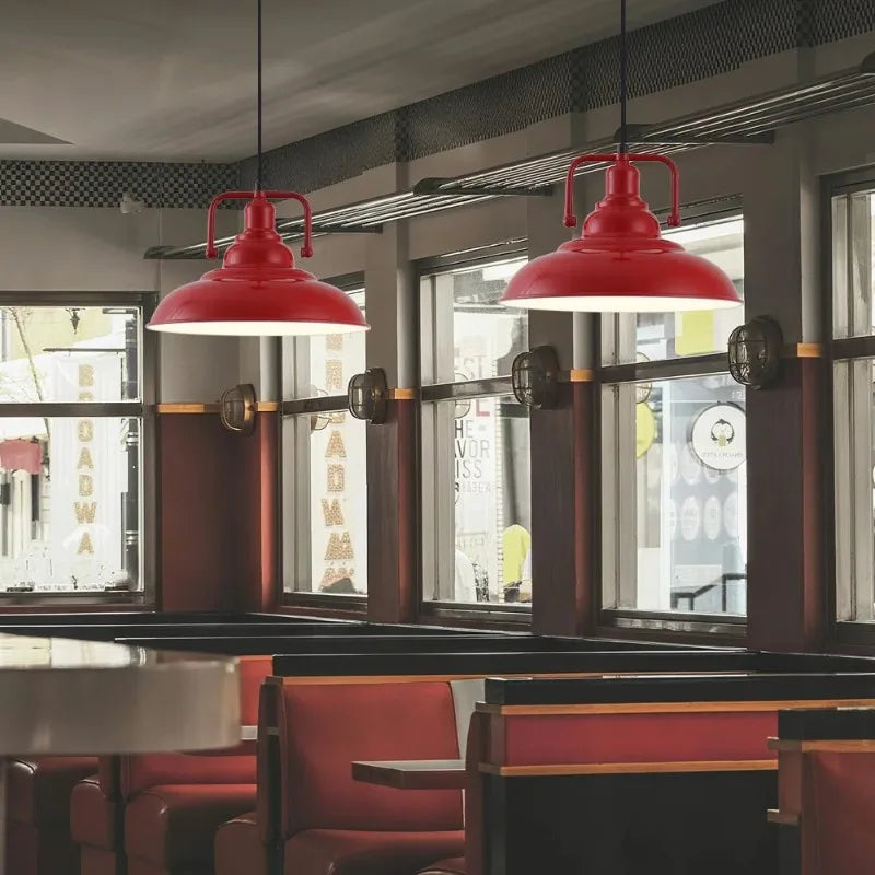 Industrial Pendant Light Fixtures Adjustable Height Farmhouse Ceiling Hanging Light for Dining Room Cafe Bar (Set of 2)