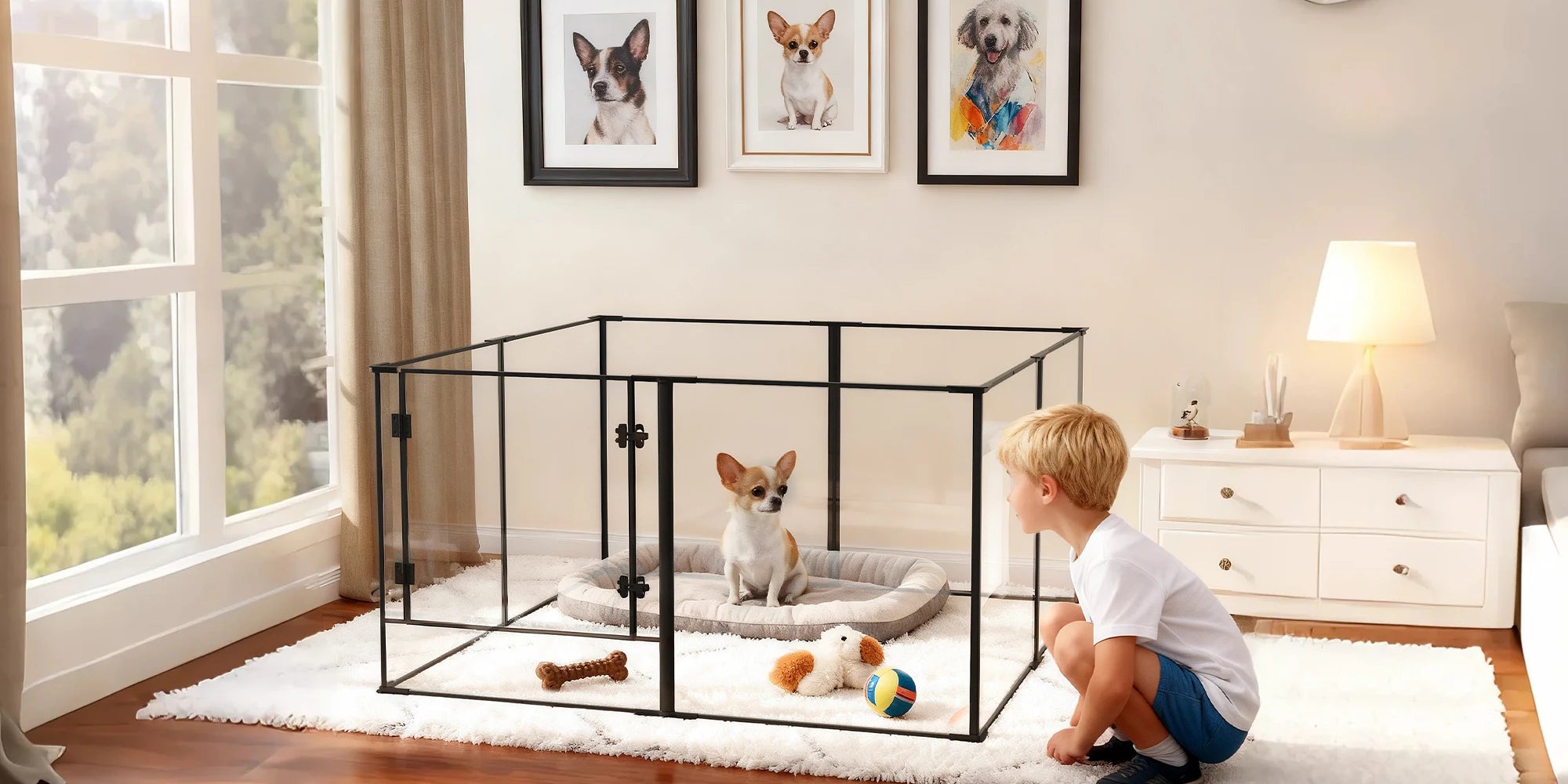 8 Panels Clear Acrylic Dog Playpen