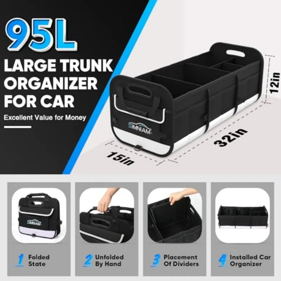 5 Compartments Trunk Organizers and Storage SUV, Reinforced Handle, Securing Straps