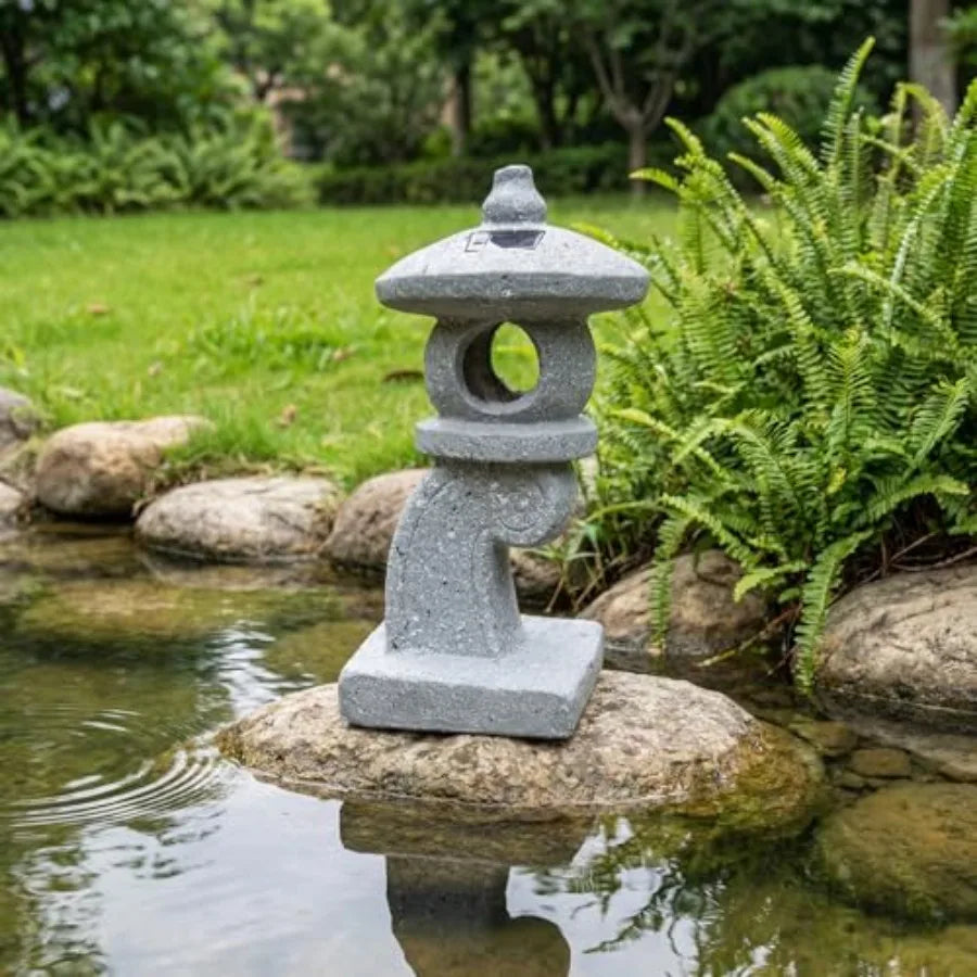 14'' High Asian Solar-Powered Zen Pagoda Garden Statue