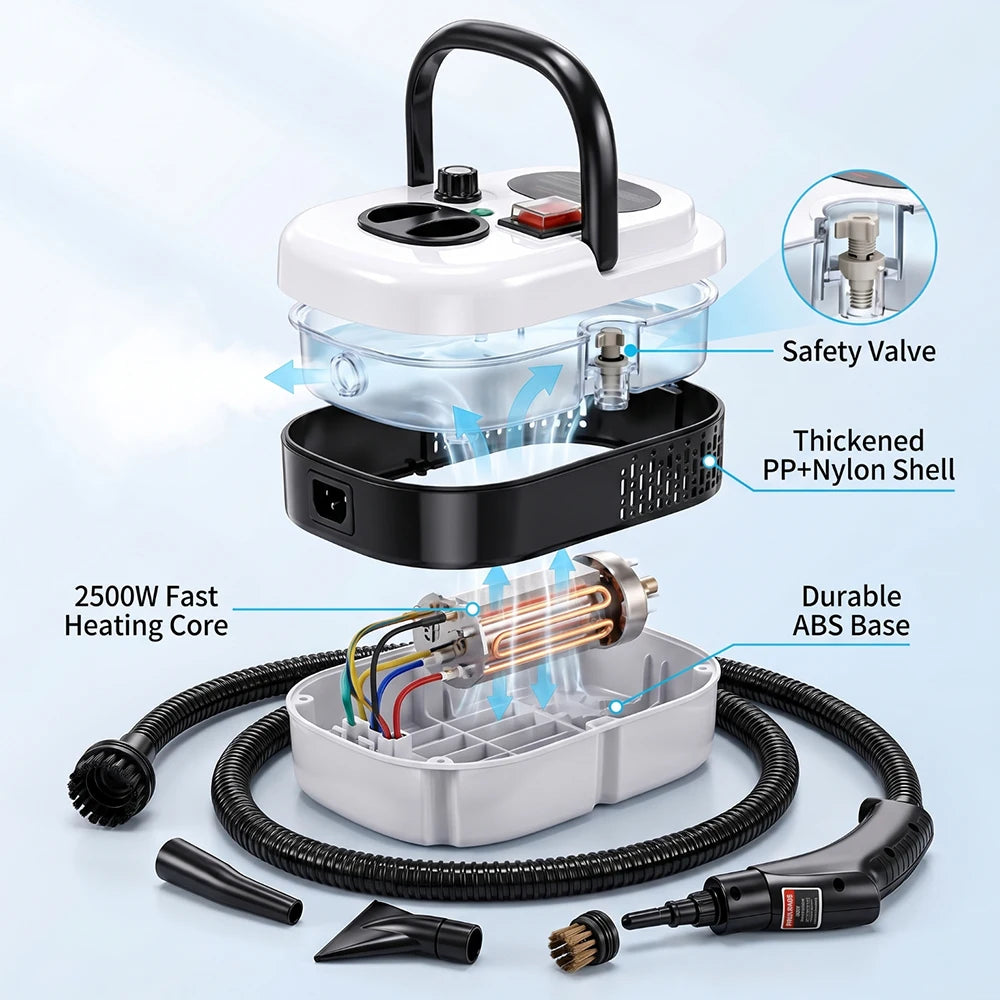 Portable High Temperature Steam Cleaning Machine with Multi Nozzle Attachments for Kitchen Hood Toilet Curtain Car Home Outdoor Deep Cleaning