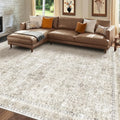 8x10 Area Rugs, Ultra-Soft Washable Rug, Low Pile Foldable Thin Carpets with Non-Slip Backing, Skin-Friendly Stain Resistant Carpet for Living Room, Bedroom, Kitchen, Dorm, 8x10, Beige