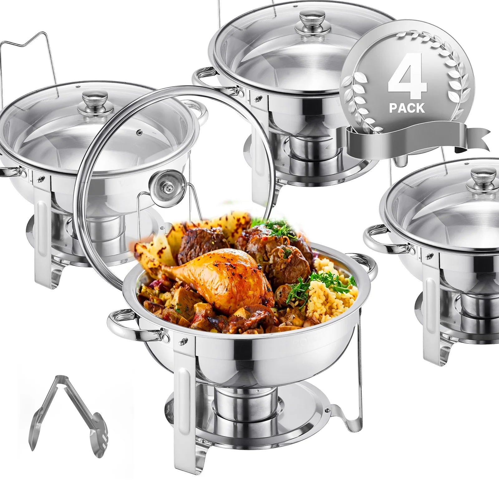 4 Pack Chafing Dish Buffet Stainless Steel