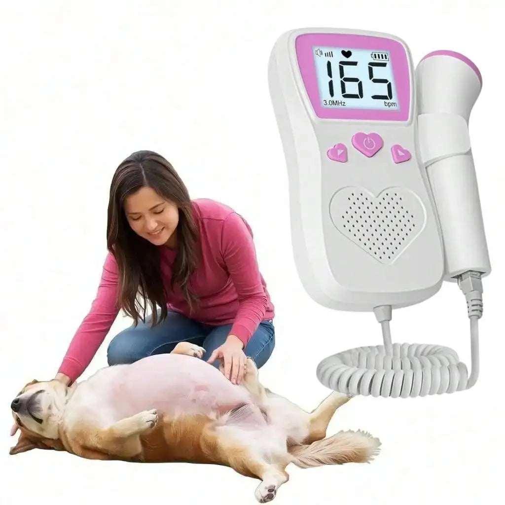 Portable Pet Fetal Doppler Monitor, Wireless Heart Rate System with Gel, Perfect for Mid-Late Pregnancy in Dogs and Cats