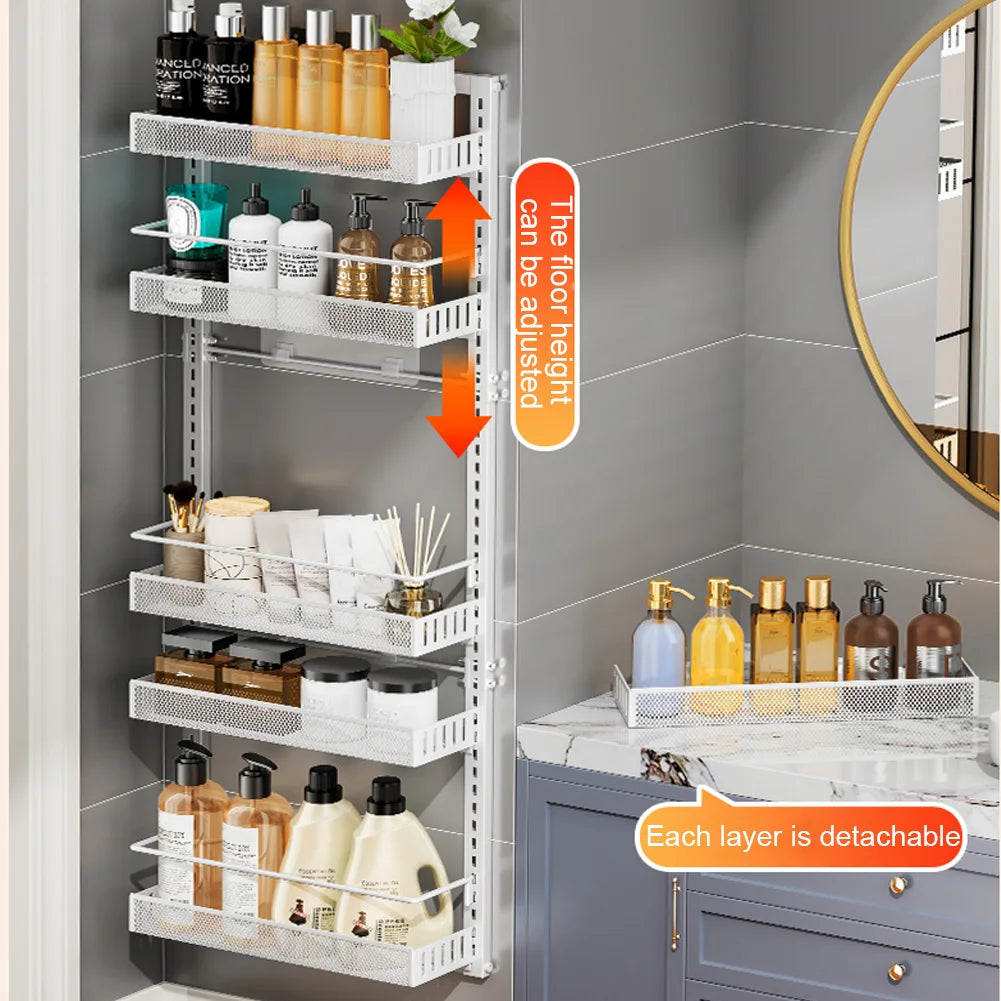 Adjustable 6-level metal pantry organizer for hanging on the door