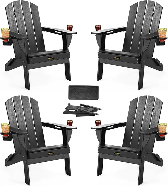 wooden Folding Adirondack Chair Set of 4