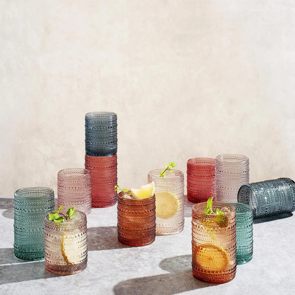 Beaded Highball Drinking Glasses | Set of 12 |