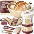 Super baking Sourdough Starter Kit, 9" Splinter-Free Banneton Bread Proofing Basket Set with Non-Stick Silicone Dough Sling & Glass Starter Jar Kit, Sourdough Bread Baking Supplies, Sourdough Tools