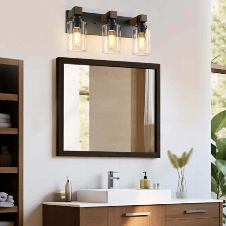 Rustic Wood Vanity Lights for Bathroom